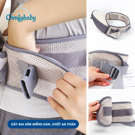 Địu ngồi trẻ em có Hipseat siêu thoáng khí Comfybaby YD-906 màu xanh navy ( có nệm )