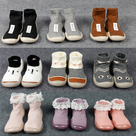 Giày tất tập đi cho bé đế cao su chống trượt - Cổ cao phong cách Hàn Quốc Comfybaby GB001 - chính hãng (Màu đỏ)