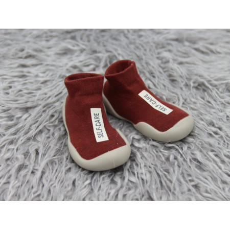 Giày tất tập đi cho bé đế cao su chống trượt - Cổ cao phong cách Hàn Quốc Comfybaby GB001 - chính hãng (Màu đỏ)
