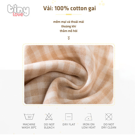 Yếm chữ U giữ ấm cổ 100% ORGANIC cotton Tinylove, màu be kẻ karo