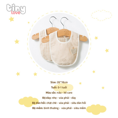 Yếm chữ U giữ ấm cổ 100% ORGANIC cotton Tinylove, màu be kẻ karo