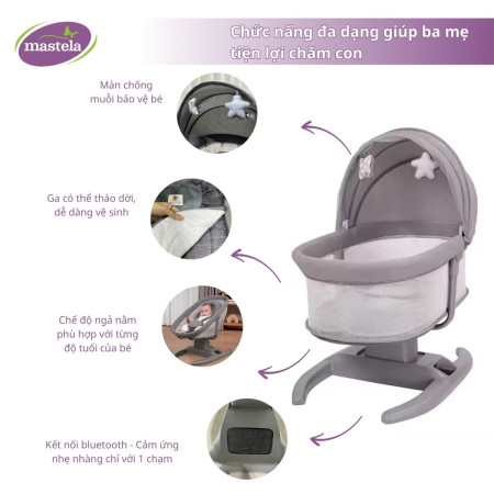 [NEW] Nôi ru ngủ Đung Đưa Đa Chế Độ Mastela H - thông minh điều khiển cảm ứng cho bé 0 đến 24 tháng 8403/8405
