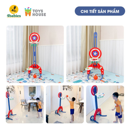Bộ đồ chơi thể thao đa năng cho bé: Bóng đá, ném vòng, bóng rổ hình khiên KT 156*63*49 Toys House WM19041-O , màu cam