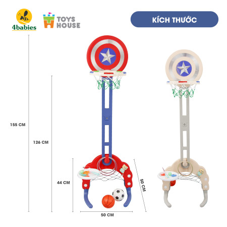 Bộ đồ chơi thể thao đa năng cho bé: Bóng đá, ném vòng, bóng rổ hình khiên KT 156*63*49 Toys House WM19041-O , màu cam