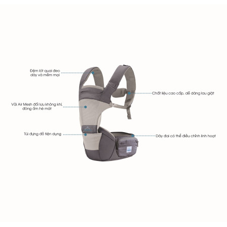 Địu ngồi cao cấp 4 tư thế 2 trong 1 AIR MESH Comfybaby CF818